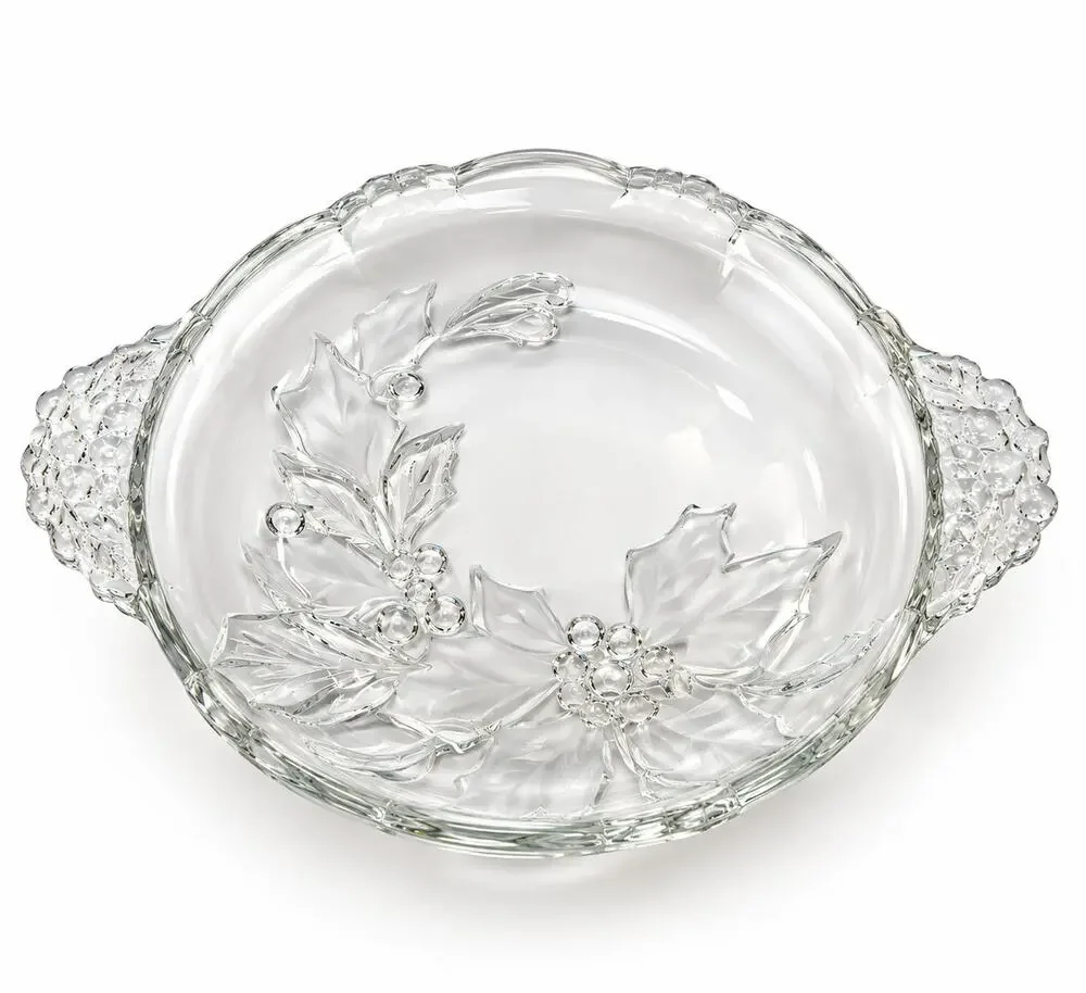 Vintage Mikasa Poinsettia Christmas Glass Serving Dish